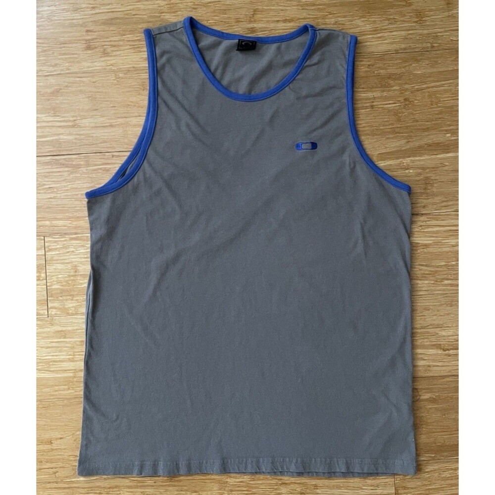 Oakley Mens Large Gray Blue Ringer Tank Top Ellipse Logo Y2K Vintage